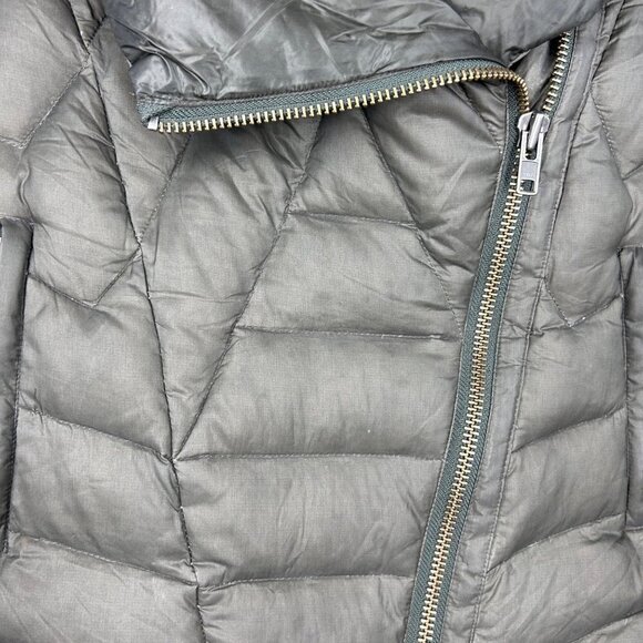 Helmet Lang Olive Green Asymmetrical Zip Front Hooded Puffer Jacket Size Small - Picture 4 of 15